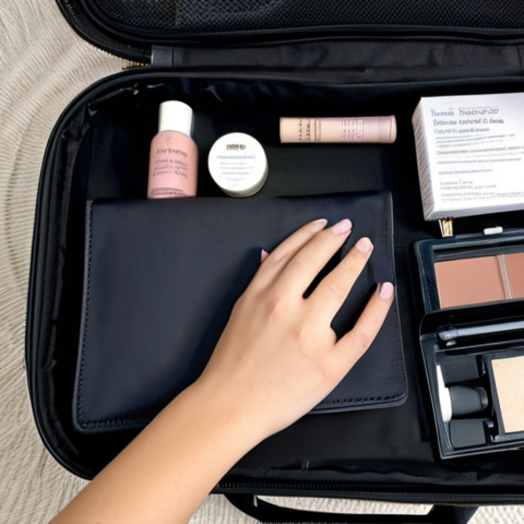 여행용 메이크업 파우치 추천 - Compact Makeup Bag Essentials**
A neatly organized makeup bag displaying mini versions of essential...