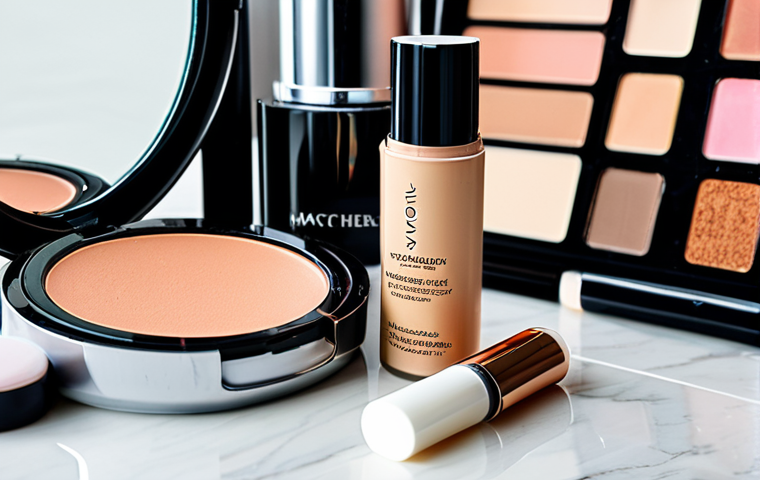 자외선 차단 메이크업 베이스 - **Prompt:** "A woman applying a light layer of foundation with SPF in a bright, modern bathroom. Foc...