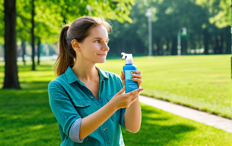 자외선 차단 메이크업 베이스 - **Prompt:** "Close-up shot of various makeup products with SPF, including foundation, powder, and li...