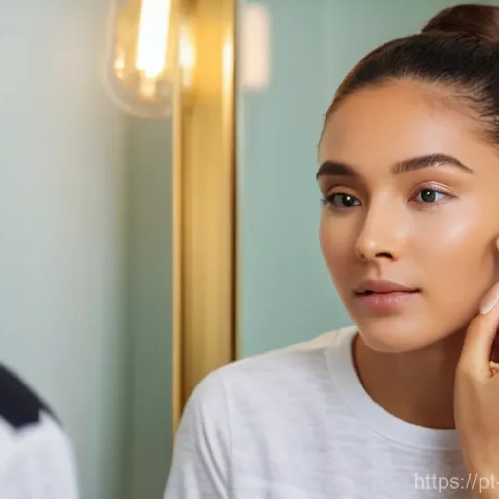 브랜드별 컨투어링 스틱 비교 - **Prompt 1: Effortless Daily Contour**
    "A candid medium shot of a young woman, mid-20s, with a f...