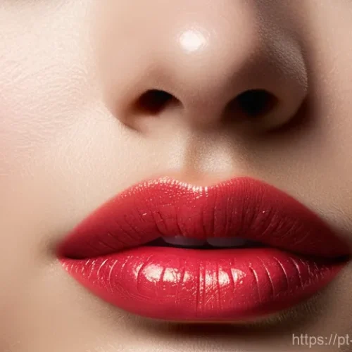 페리페라 잉크 벨벳 틴트 리뷰 - **A close-up of a young woman's lips, showcasing the luxurious, velvety texture of a lip tint.** Her...