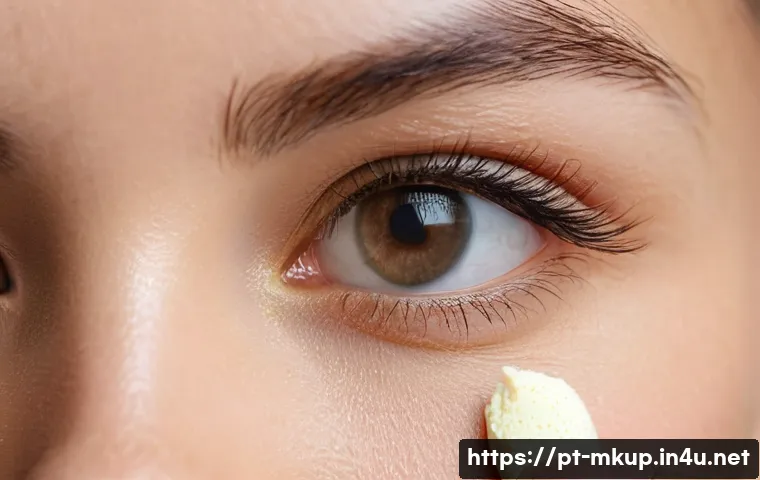 다크서클 커버용 컨실러 추천 - **Prompt: "A close-up shot of a young adult woman with warm, radiant skin, gently dabbing a liquid c...